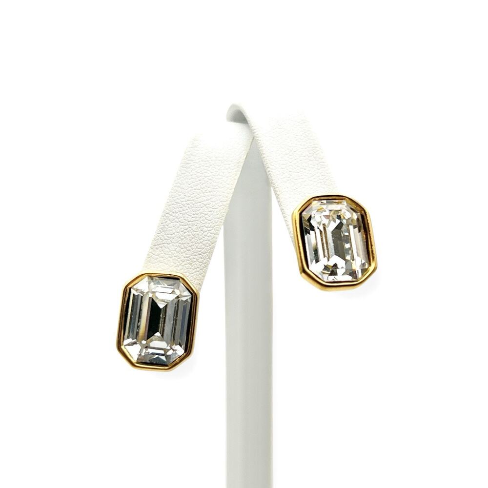 Monet Rhinestone Stud Earrings MCM Classic Vintage Glam Bridal Formal Statement